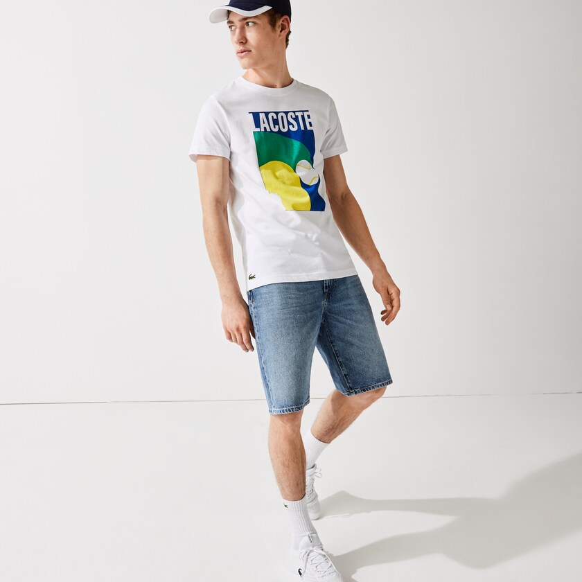 Camiseta Branco Masculino Lacoste Breathable Graphic Print JI2-91119L7