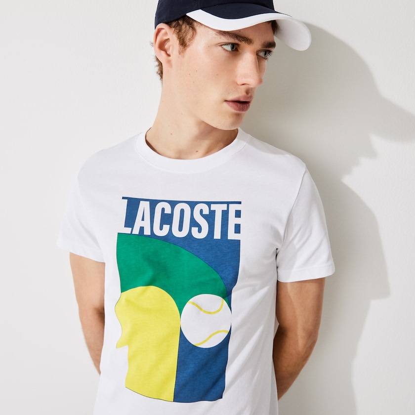 Camiseta Branco Masculino Lacoste Breathable Graphic Print JI2-91119L7