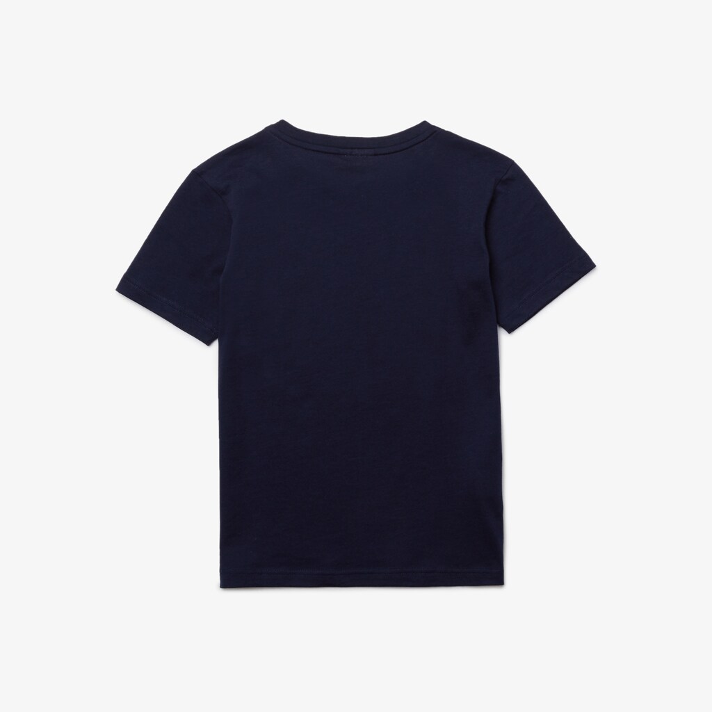 Camiseta Azul Marinho Azuis Criança Lacoste Crew Neck Cotton Jersey LU4-63356K4