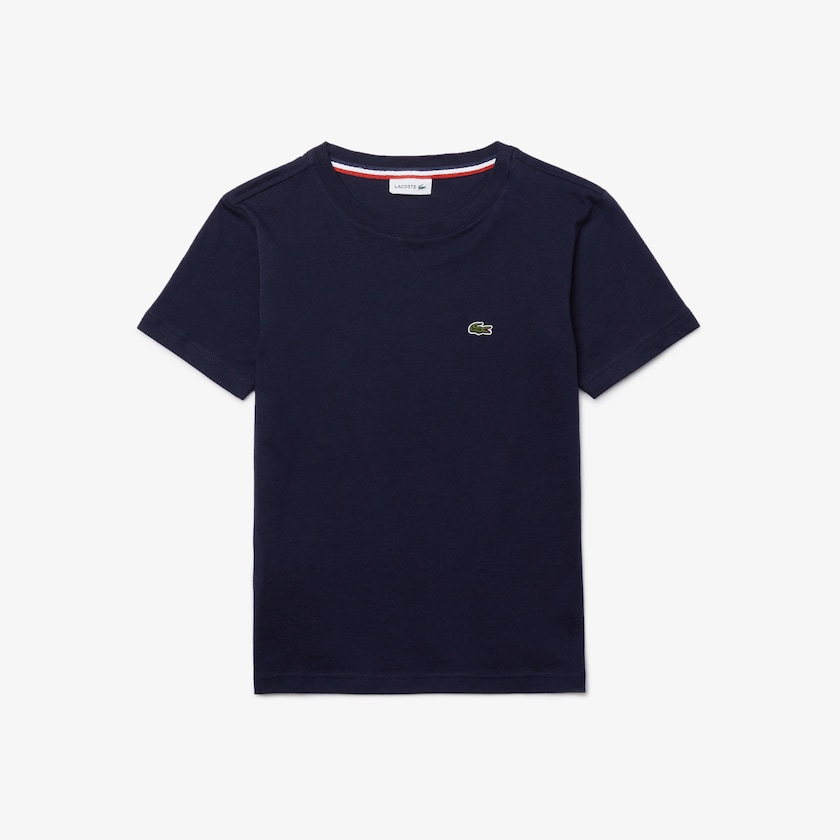 Camiseta Azul Marinho Azuis Criança Lacoste Crew Neck Cotton Jersey LU4-63356K4