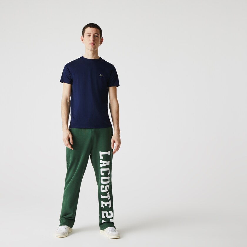 Camiseta Azul Marinho Azuis Masculino Lacoste Crew Neck Pima Cotton Jersey KP1-16421V0