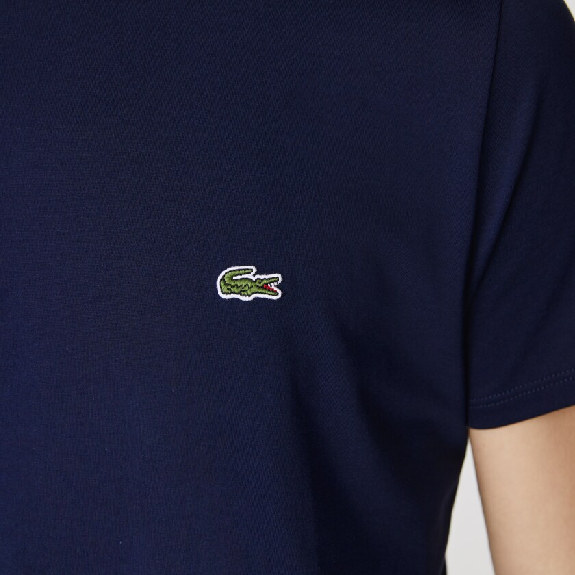Camiseta Azul Marinho Azuis Masculino Lacoste Crew Neck Pima Cotton Jersey KP1-16421V0