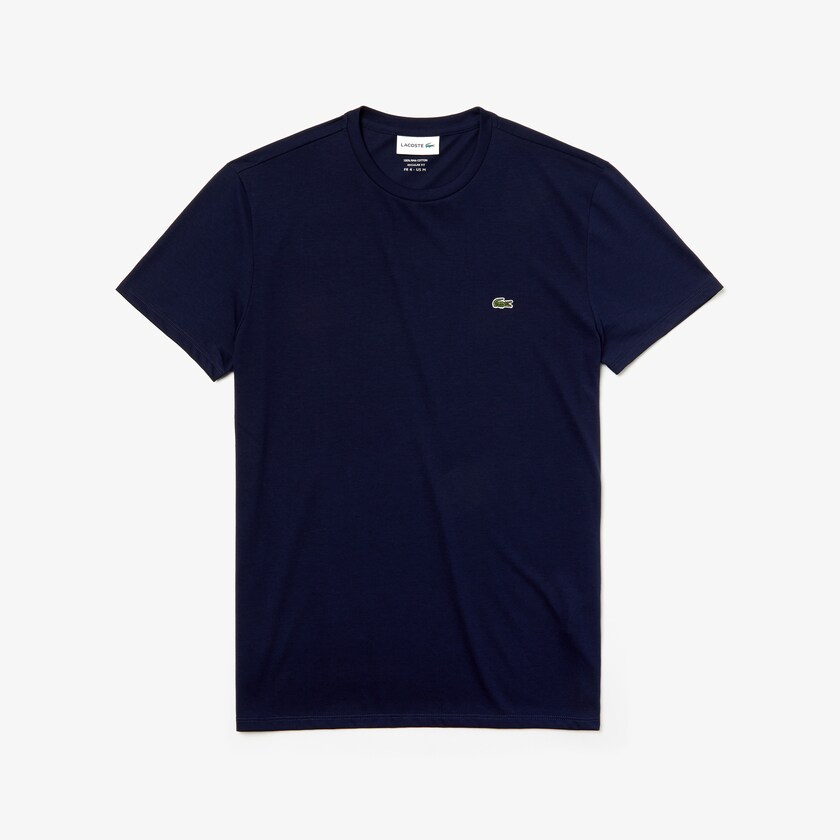 Camiseta Azul Marinho Azuis Masculino Lacoste Crew Neck Pima Cotton Jersey KP1-16421V0