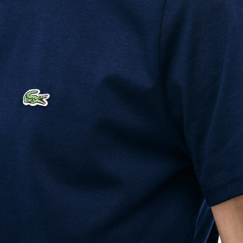 Camiseta Azul Marinho Azuis Masculino Lacoste Crew Neck Pima Cotton Jersey KP1-16421V0