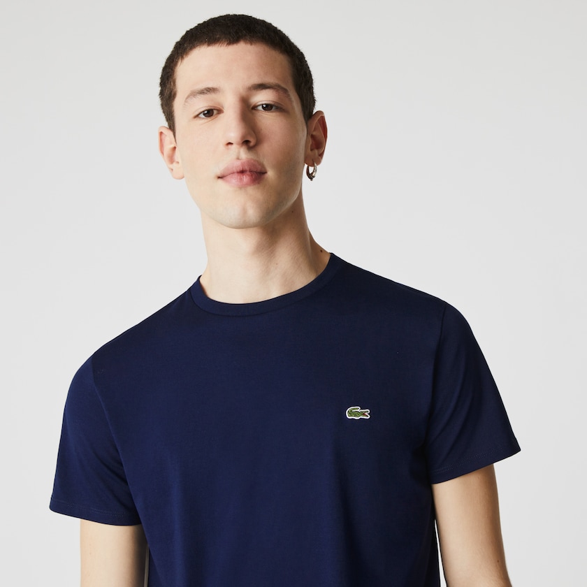Camiseta Azul Marinho Azuis Masculino Lacoste Crew Neck Pima Cotton Jersey KP1-16421V0