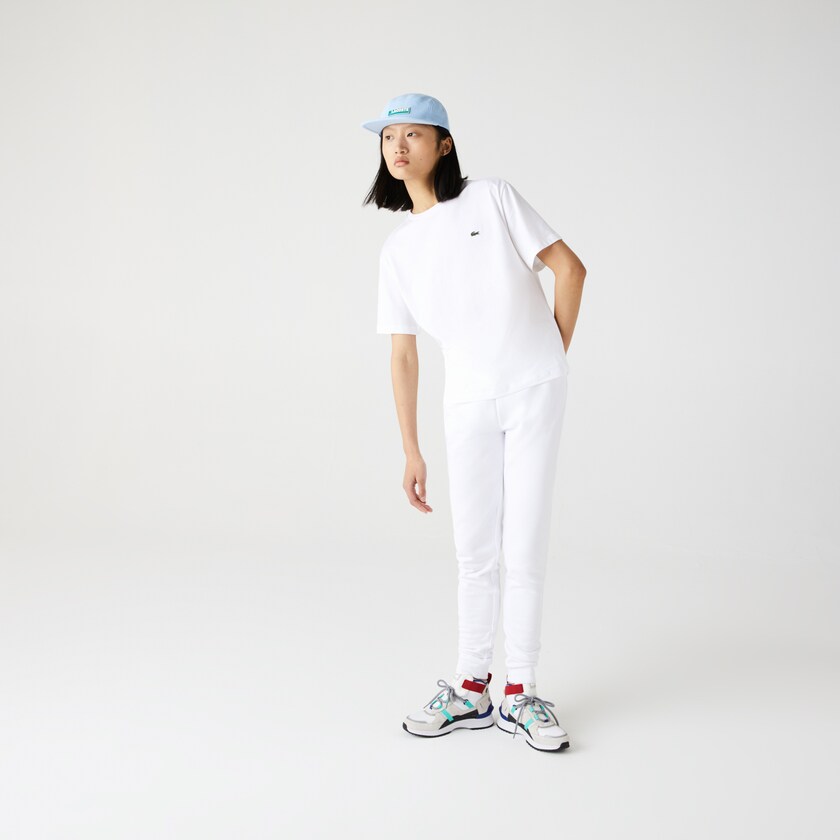 Camiseta Branco Feminino Lacoste Crew Neck Premium Cotton XV5-75547I9