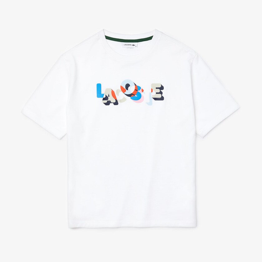 Camiseta Branco Feminino Lacoste Crew Neck Printed Soft Cotton XB2-98719U6