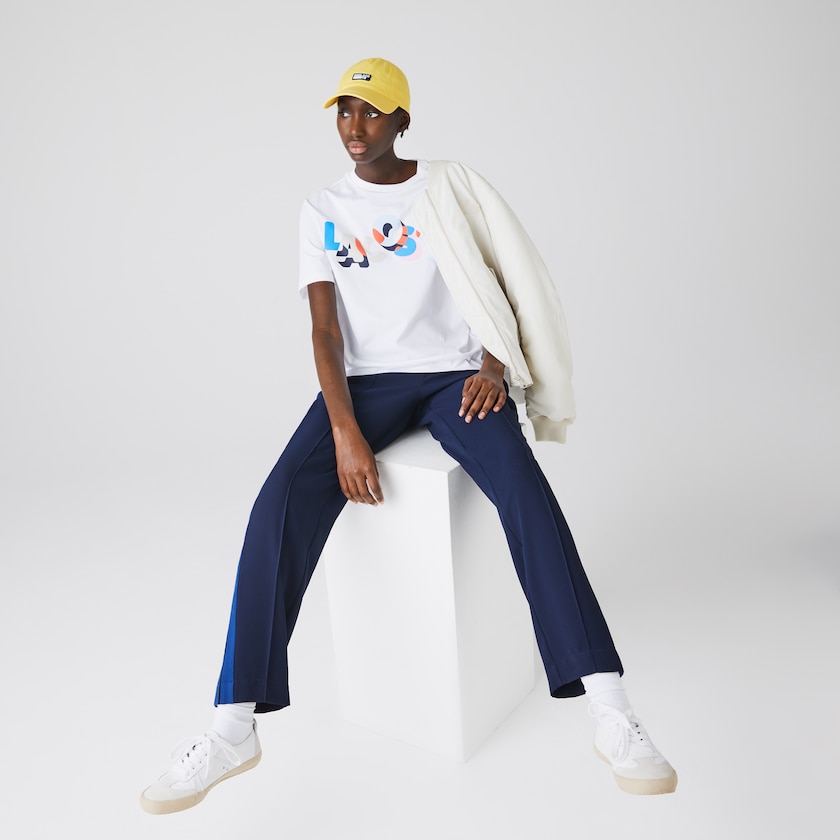 Camiseta Branco Feminino Lacoste Crew Neck Printed Soft Cotton XB2-98719U6