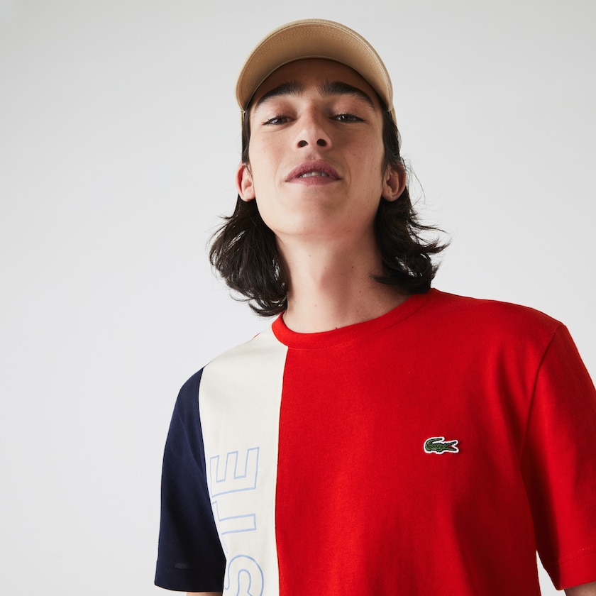 Camiseta Vermelhas Bege Azul Marinho Azuis Masculino Lacoste Crewneck Colorblock QW4-89848M6