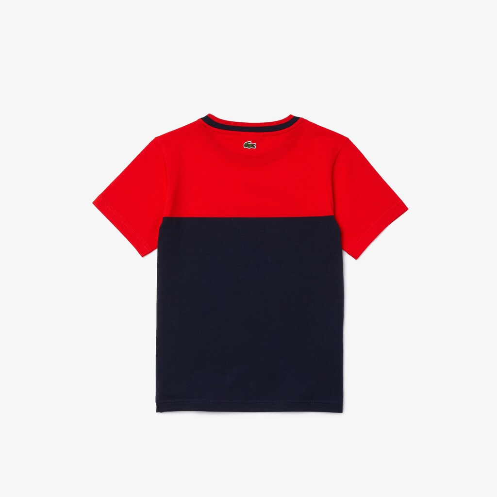 Camiseta Vermelhas Azul Marinho Azuis Criança Lacoste Crewneck Croc-Print Cotton CX5-41004M6