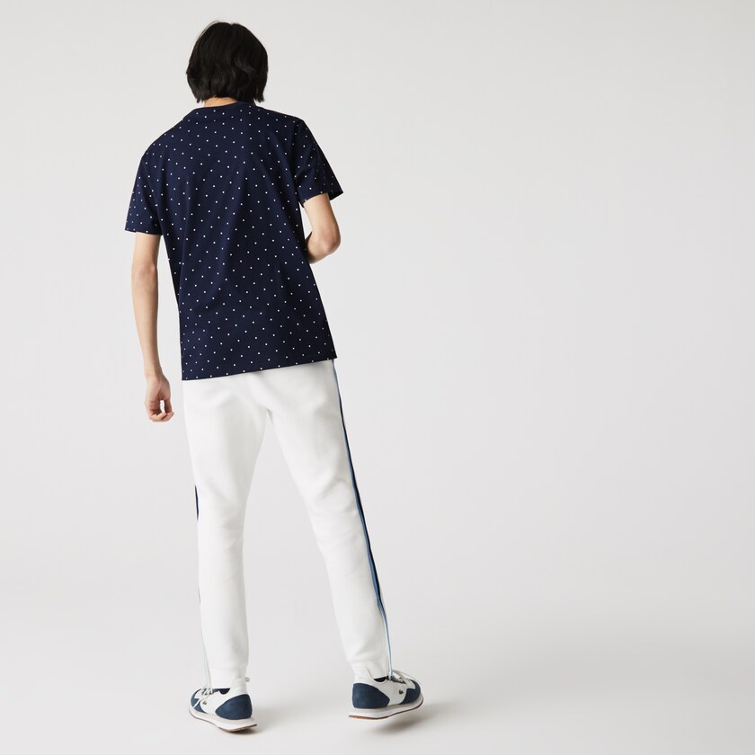 Camiseta Azul Marinho Azuis Masculino Lacoste Crewneck Polka Dotted Cotton RB8-63906O4