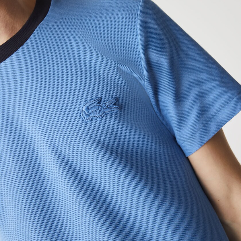 Camiseta Azuis Azul Marinho Azuis Masculino Lacoste Crewneck Relaxed Fit Textured Cotton FL5-05630S4