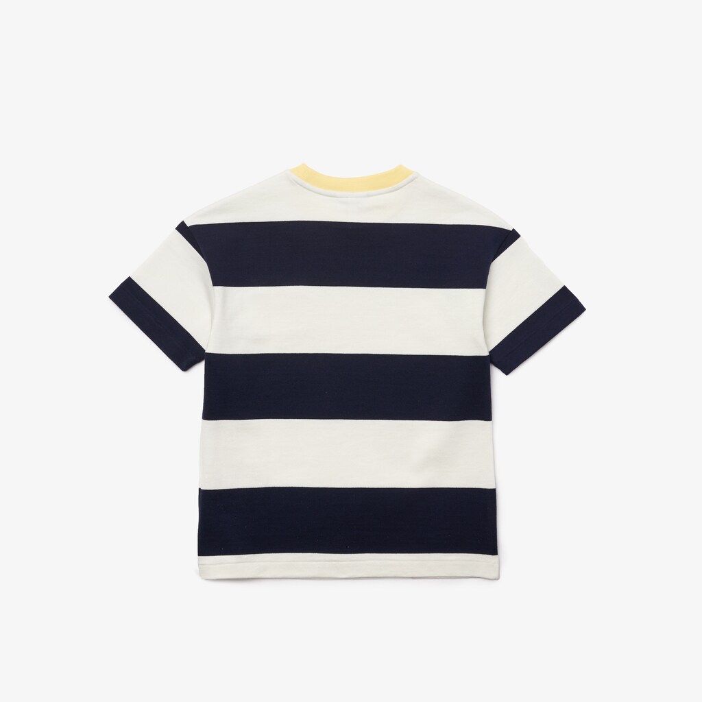 Camiseta Branco Azul Marinho Azuis Criança Lacoste Crewneck Rugby Striped Cotton TC6-66166I2