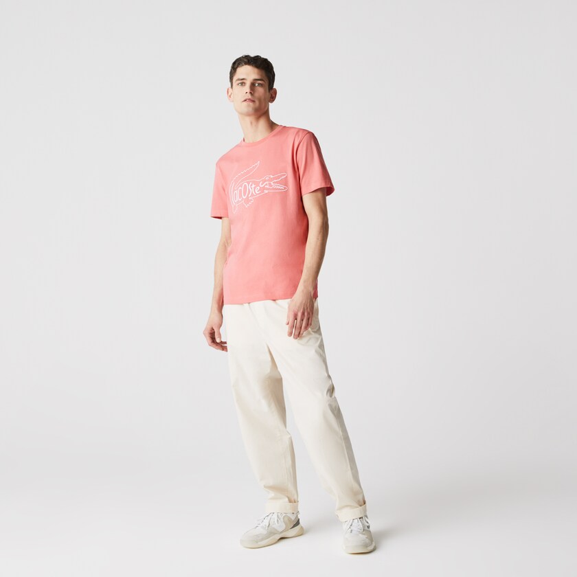 Camiseta Rosa Masculino Lacoste Crocodile-Embroidery Cotton WK7-75637M9