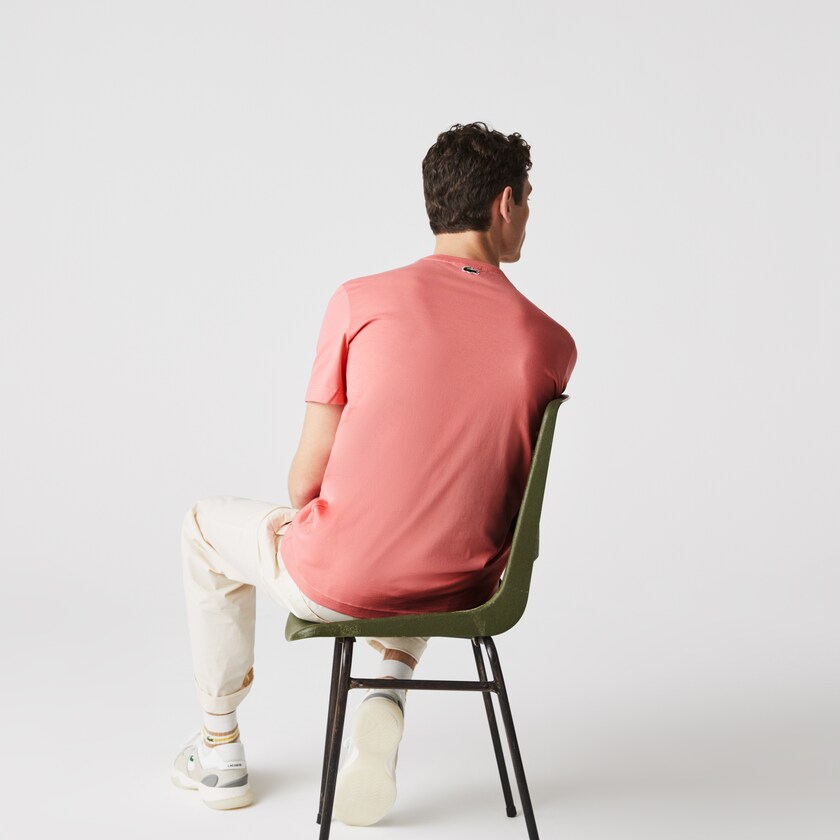 Camiseta Rosa Masculino Lacoste Crocodile-Embroidery Cotton WK7-75637M9