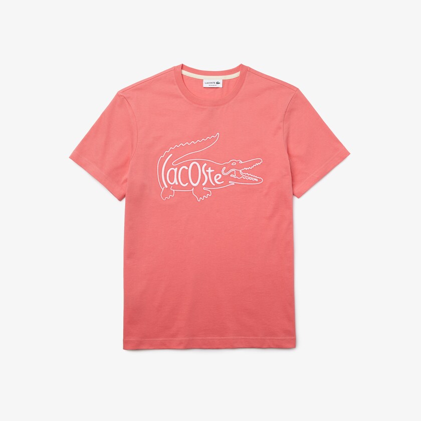 Camiseta Rosa Masculino Lacoste Crocodile-Embroidery Cotton WK7-75637M9