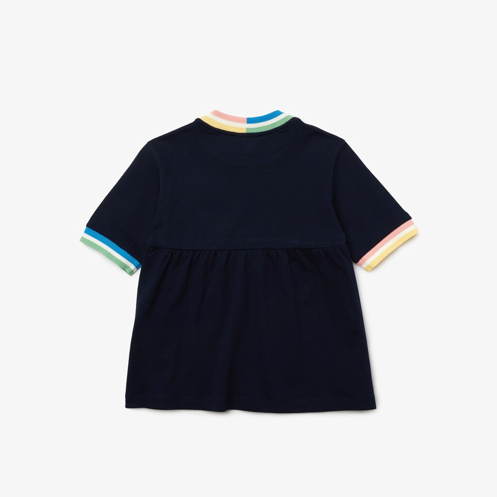 Camiseta Azul Marinho Azuis Branco Criança Lacoste Flounced Cotton GV8-07070F9