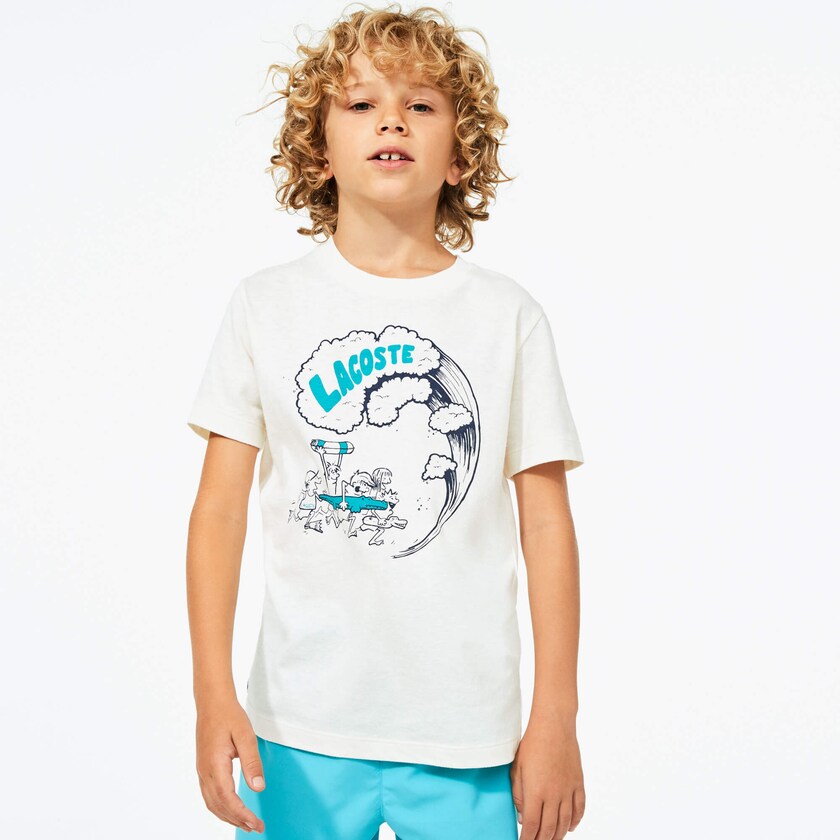 Camiseta Branco Verdes Criança Lacoste Graphic Printed NF6-45604L1