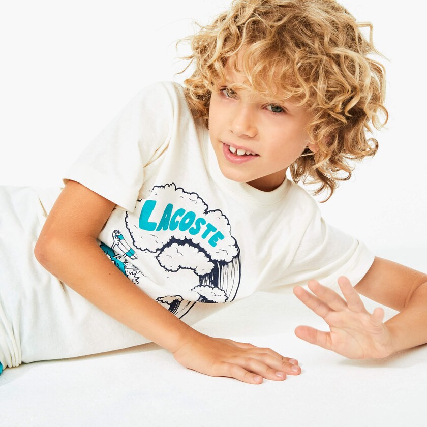 Camiseta Branco Verdes Criança Lacoste Graphic Printed NF6-45604L1