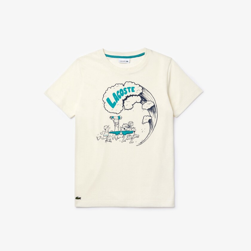 Camiseta Branco Verdes Criança Lacoste Graphic Printed NF6-45604L1