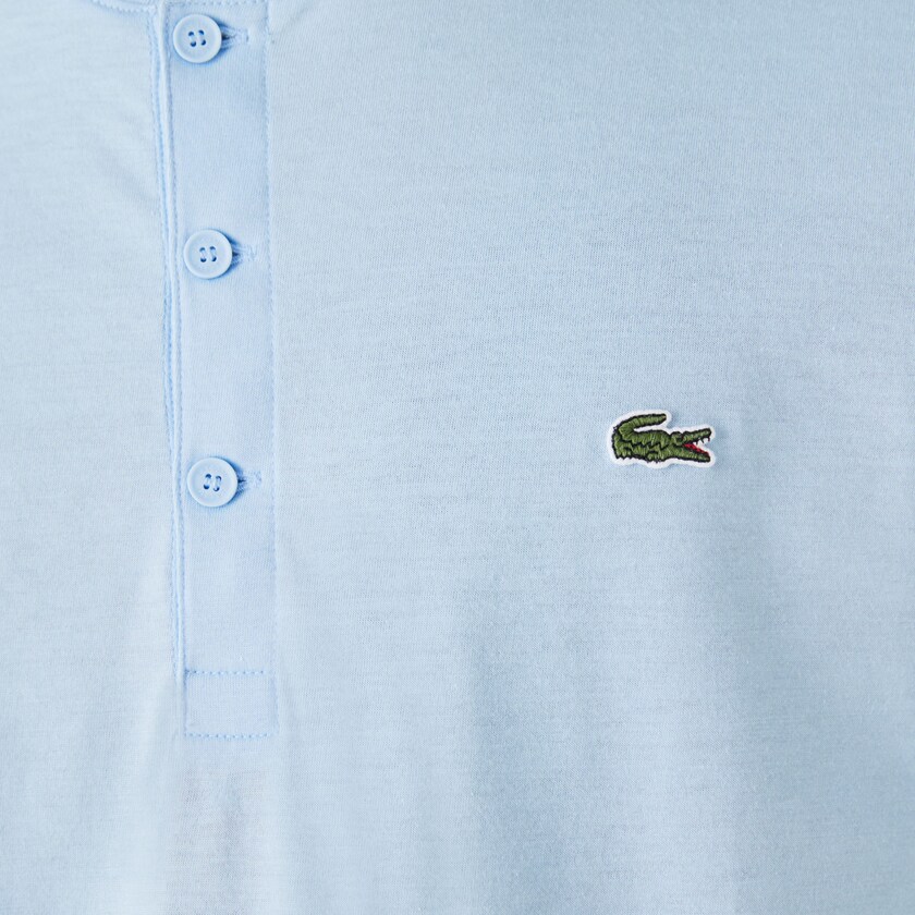 Camiseta Azuis Masculino Lacoste Henley Neck Pima Cotton Jersey ZE9-96659T8