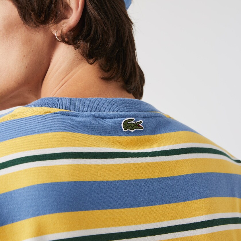 Camiseta Azuis Amarelas Branco Verdes Masculino Lacoste Heritage Relaxed Striped Cotton AE5-81338Q9