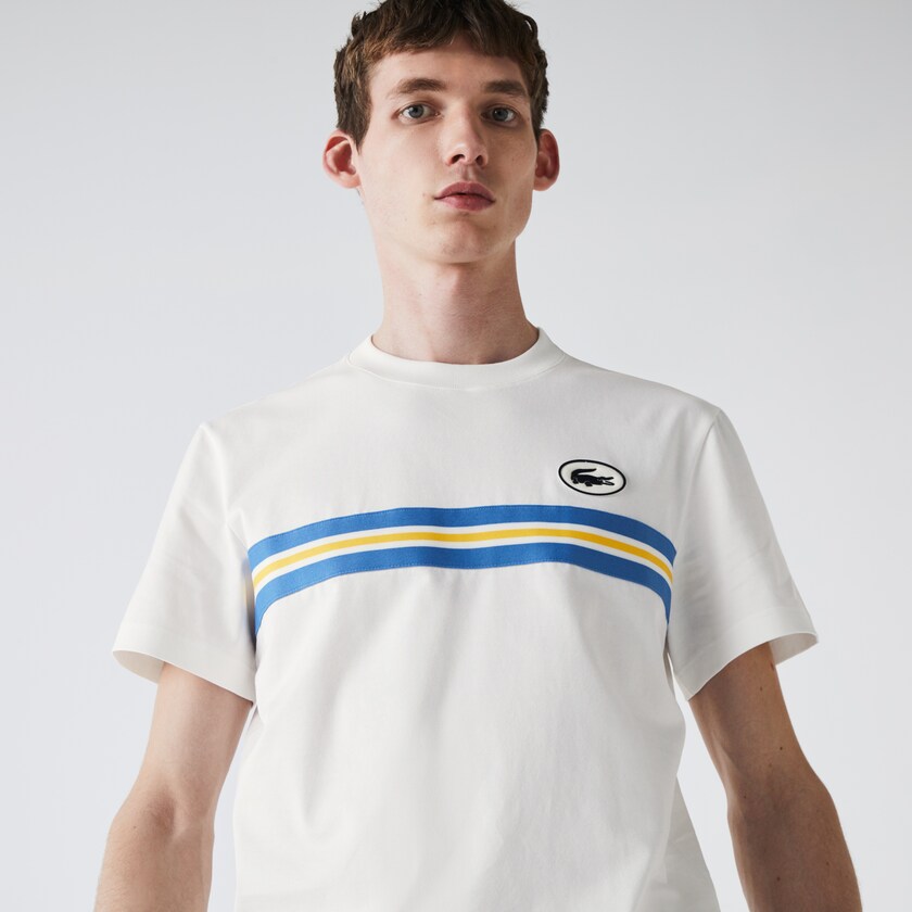 Camiseta Branco Masculino Lacoste Heritage Stripe Cotton HT8-31633Z6