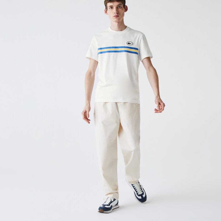 Camiseta Branco Masculino Lacoste Heritage Stripe Cotton HT8-31633Z6