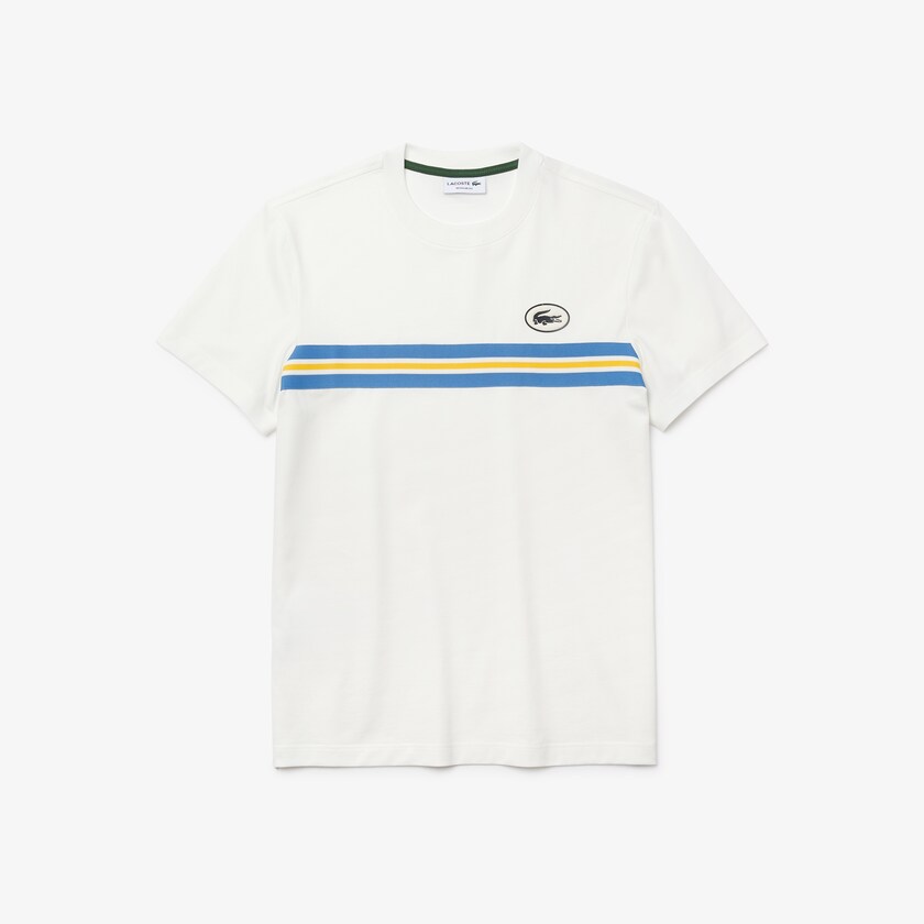 Camiseta Branco Masculino Lacoste Heritage Stripe Cotton HT8-31633Z6