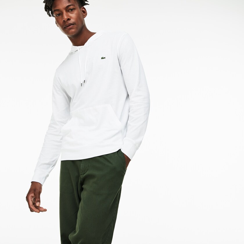 Camiseta Branco Masculino Lacoste Hooded Cotton EG4-71767A6