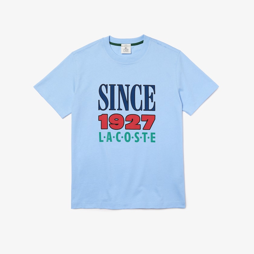 Camiseta Azuis Feminino Lacoste LIVE Printed Cotton LH1-61436L7