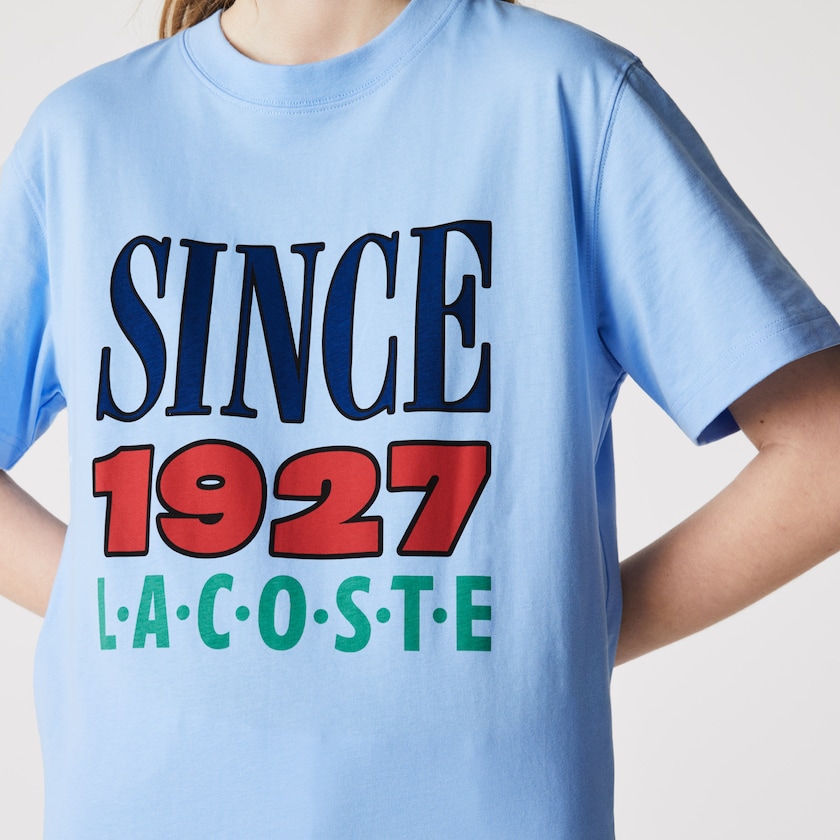 Camiseta Azuis Masculino Lacoste LIVE Printed Cotton MA5-53115X9