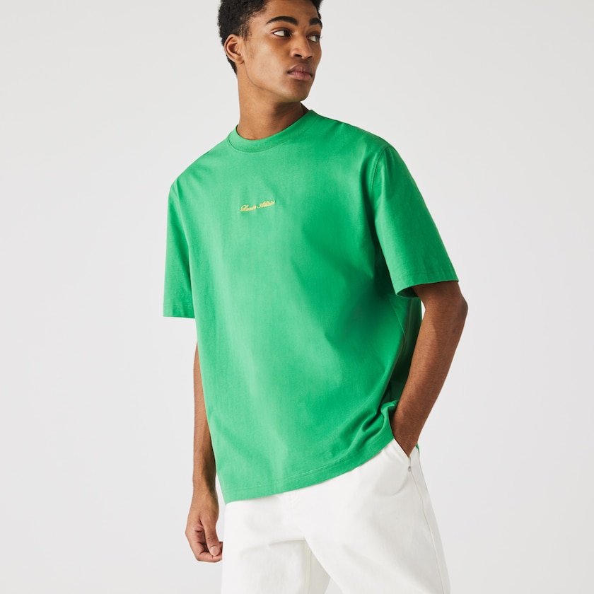 Camiseta Verdes Feminino Lacoste LIVE Relaxed Fit Embroidered Cotton AZ9-97049Q4