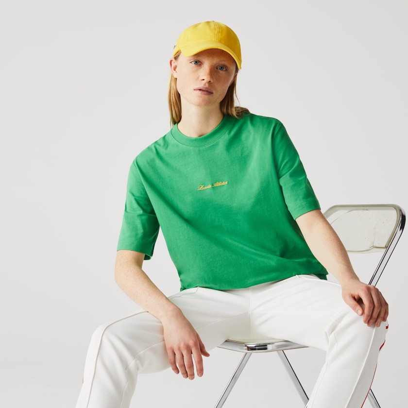 Camiseta Verdes Feminino Lacoste LIVE Relaxed Fit Embroidered Cotton AZ9-97049Q4