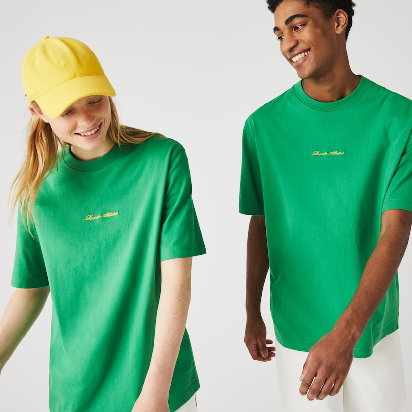 Camiseta Verdes Feminino Lacoste LIVE Relaxed Fit Embroidered Cotton AZ9-97049Q4