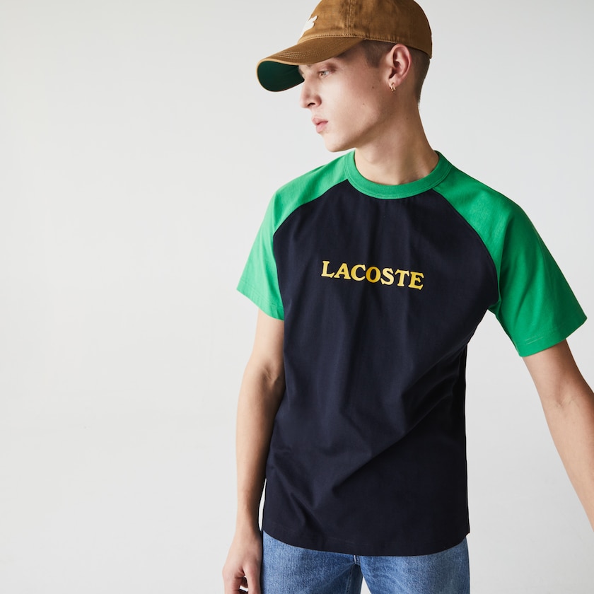 Camiseta Azul Marinho Azuis Verdes Masculino Lacoste LIVE Two-Tone Cotton CD9-34923R6