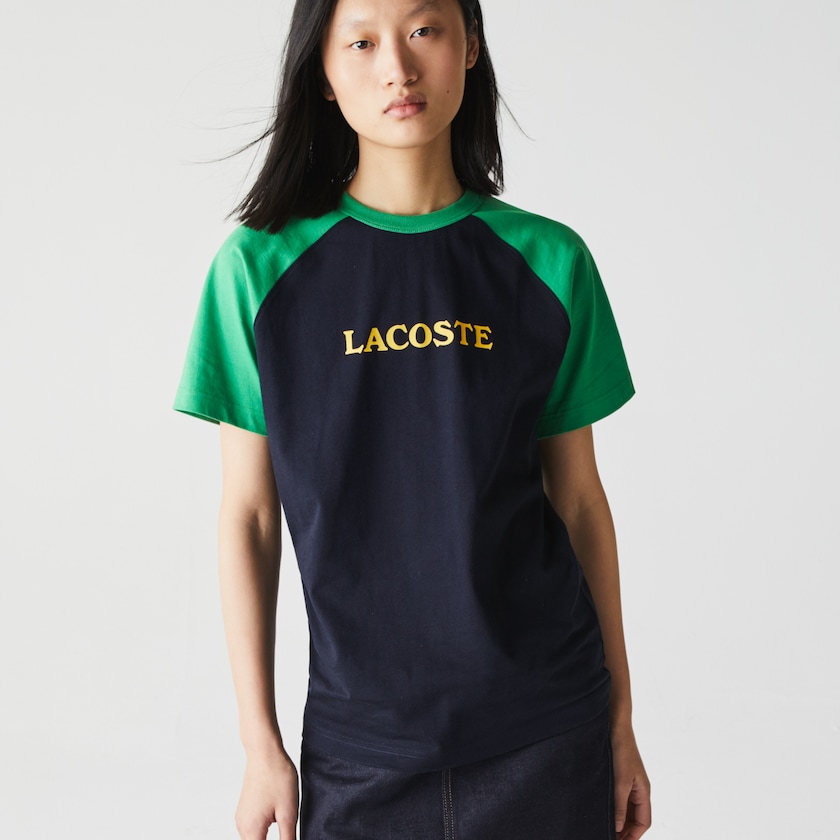 Camiseta Azul Marinho Azuis Verdes Masculino Lacoste LIVE Two-Tone Cotton CD9-34923R6