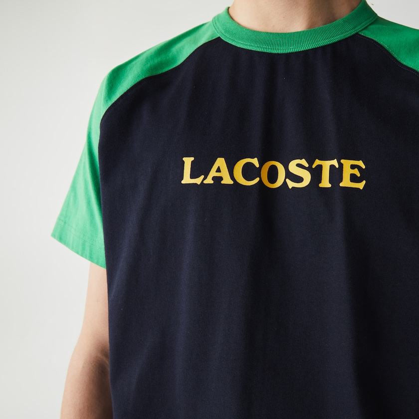 Camiseta Azul Marinho Azuis Verdes Masculino Lacoste LIVE Two-Tone Cotton CD9-34923R6