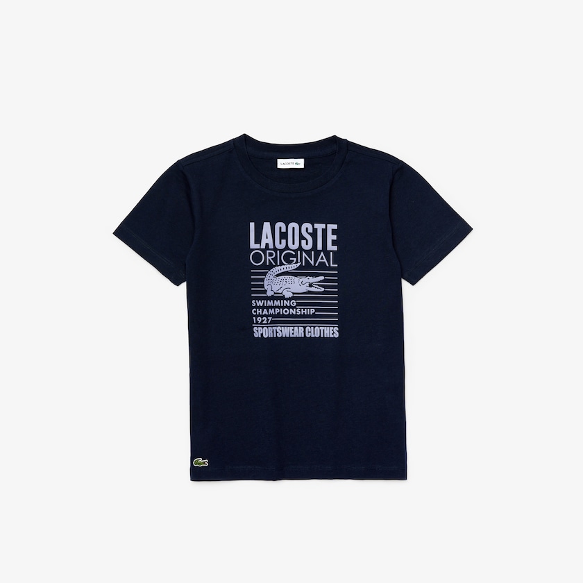 Camiseta Azul Marinho Azuis Roxo Criança Lacoste Original 1927 Print Cotton LW6-50525H5