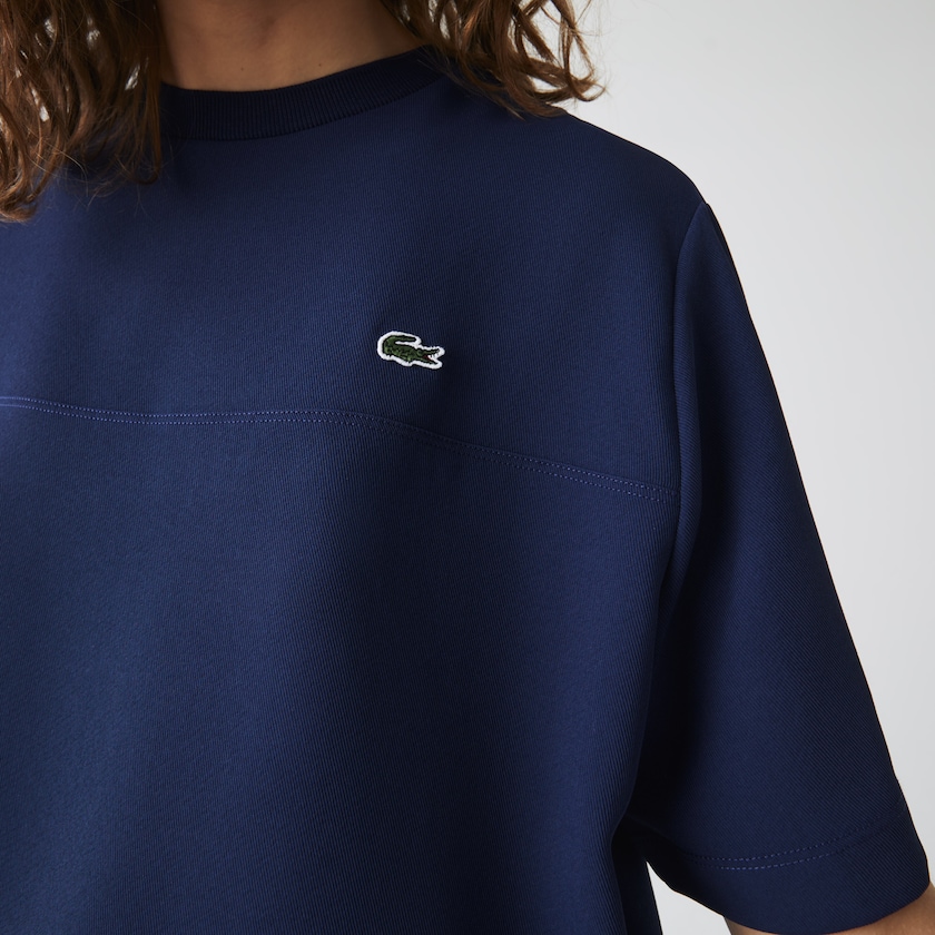 Camiseta Azuis Feminino Lacoste Paneled Crewneck TI9-36453B6