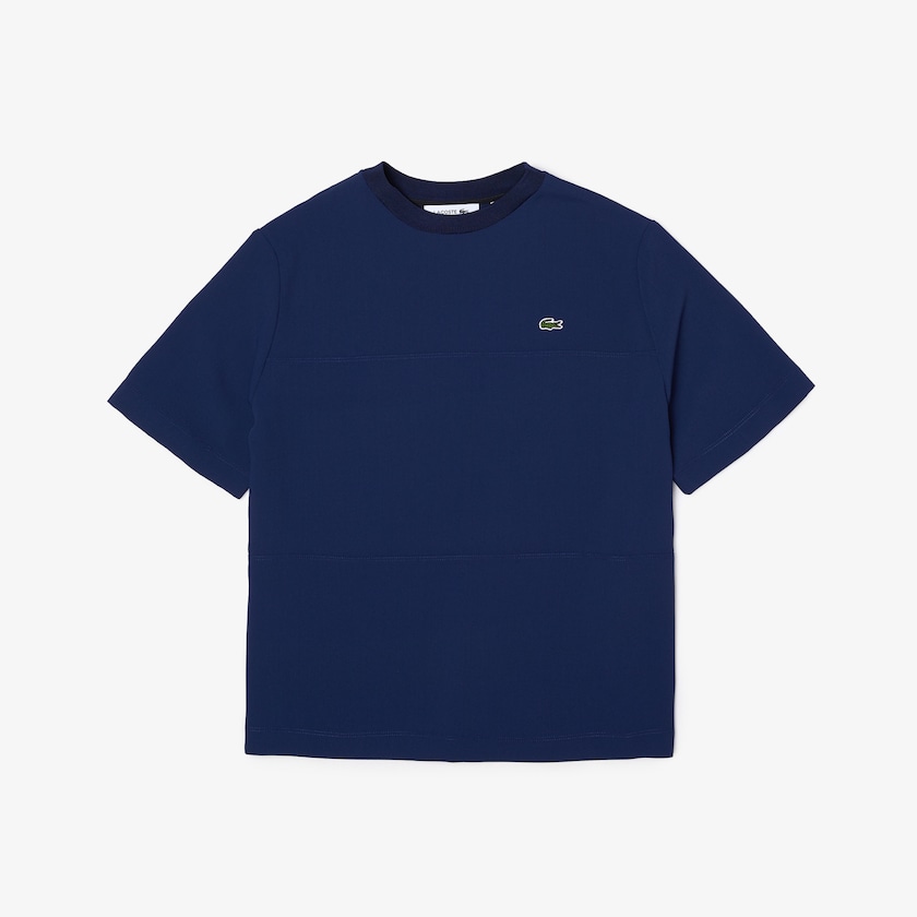 Camiseta Azuis Feminino Lacoste Paneled Crewneck TI9-36453B6