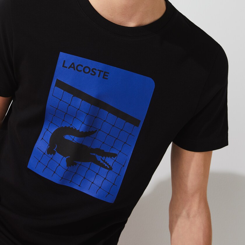 Camiseta Pretas Masculino Lacoste SPORT 3D Print Breathable NK2-63176Q7