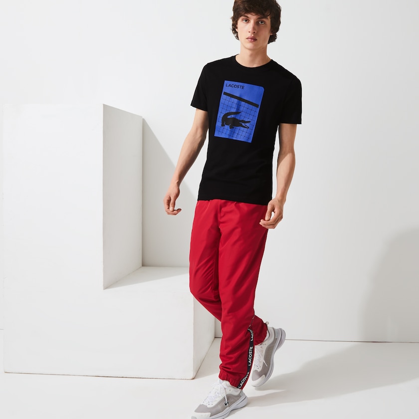 Camiseta Pretas Masculino Lacoste SPORT 3D Print Breathable NK2-63176Q7