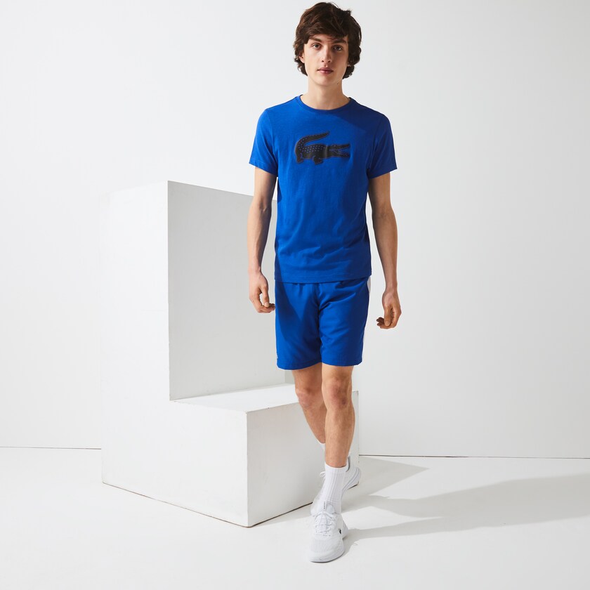 Camiseta Azuis Pretas Masculino Lacoste SPORT 3D Print Crocodile Breathable Jersey IG8-83088A0