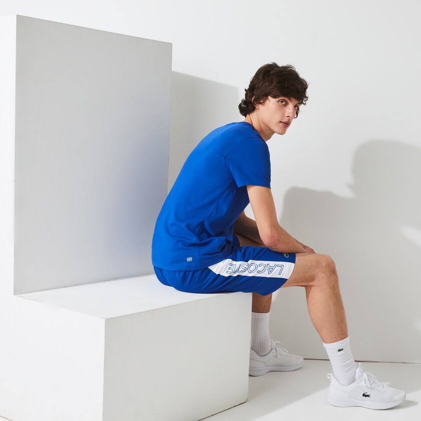 Camiseta Azuis Pretas Masculino Lacoste SPORT 3D Print Crocodile Breathable Jersey IG8-83088A0