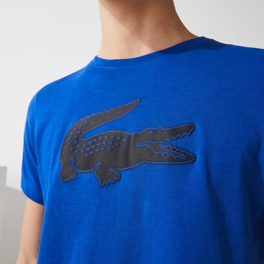 Camiseta Azuis Pretas Masculino Lacoste SPORT 3D Print Crocodile Breathable Jersey IG8-83088A0