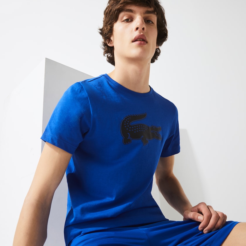 Camiseta Azuis Pretas Masculino Lacoste SPORT 3D Print Crocodile Breathable Jersey IG8-83088A0