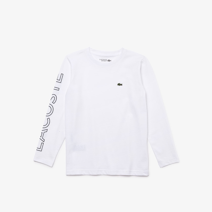 Camiseta Branco Azul Marinho Azuis Criança Lacoste SPORT Breathable Cotton UH0-21432E2