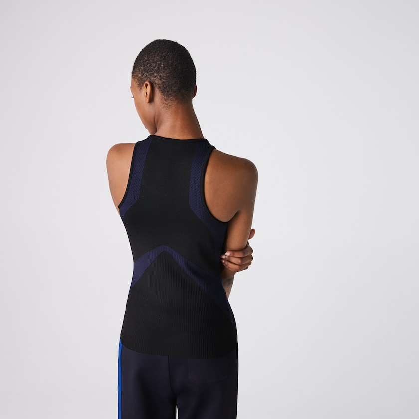 Camiseta Pretas Azul Marinho Azuis Feminino Lacoste SPORT Ergonomic Knit Tank Top VZ6-85738K1
