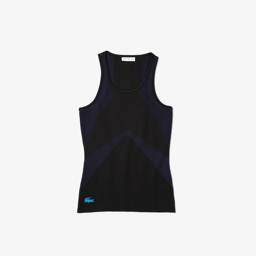 Camiseta Pretas Azul Marinho Azuis Feminino Lacoste SPORT Ergonomic Knit Tank Top VZ6-85738K1
